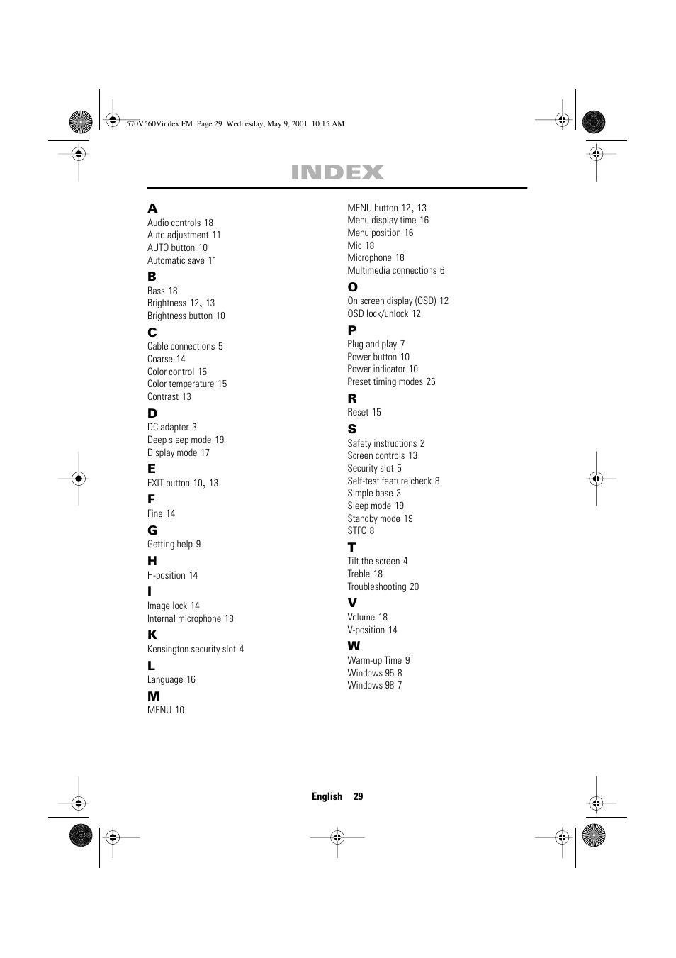 Index | Samsung 570VTFT User Manual | Page 31 / 33