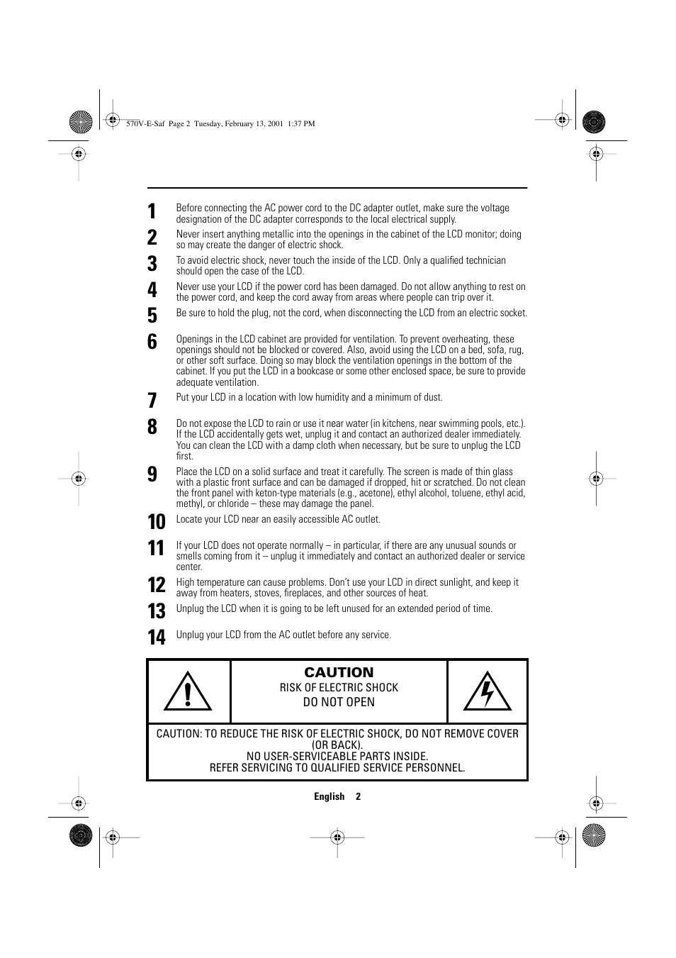 Safety instructions | Samsung 570VTFT User Manual | Page 4 / 33