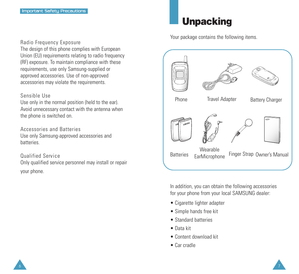 Unpacking | Samsung GH68-03401A User Manual | Page 5 / 85