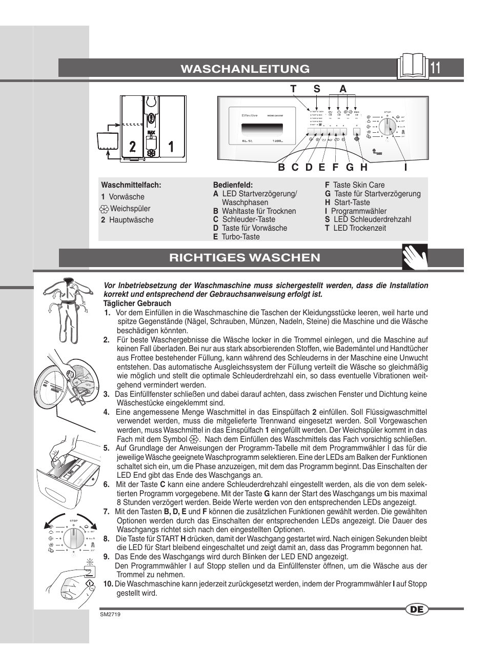 Waschanleitung, Richtiges waschen | Ardo WDN 1264 SW User Manual | Page 11 / 68