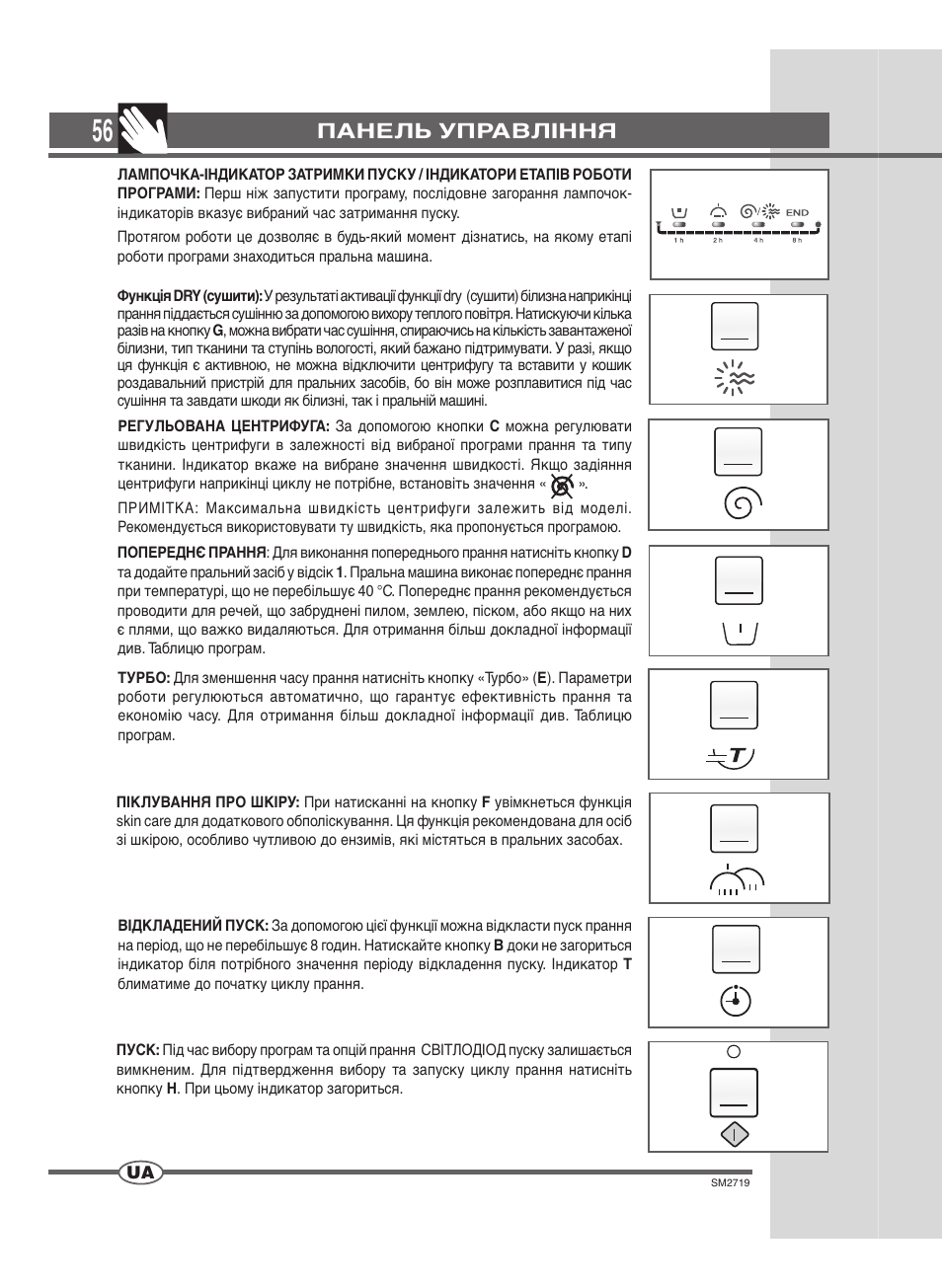 Панель управління | Ardo WDN 1264 SW User Manual | Page 56 / 68