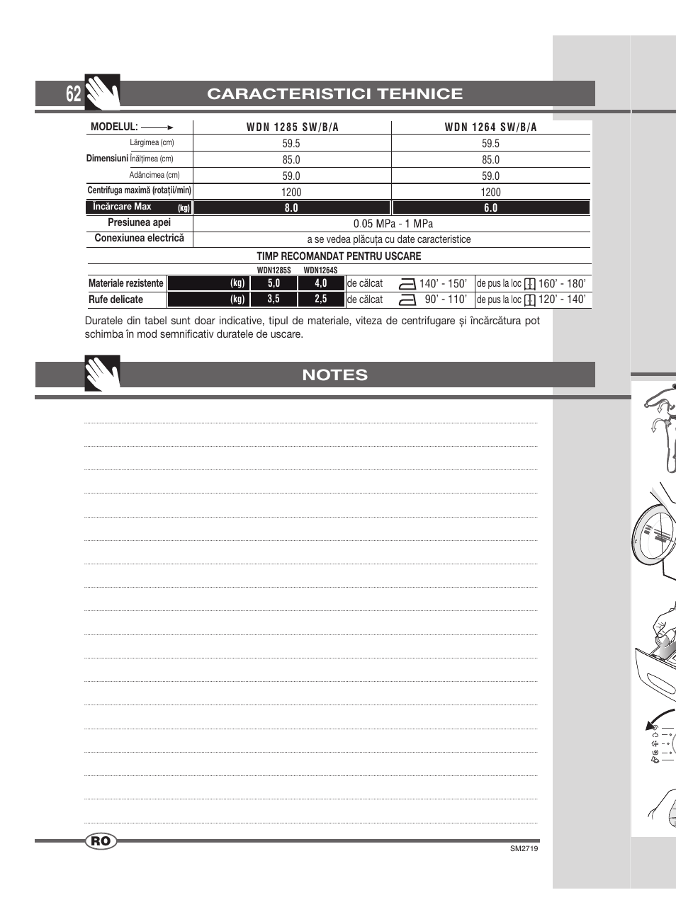 Caracteristici tehnice | Ardo WDN 1264 SW User Manual | Page 62 / 68