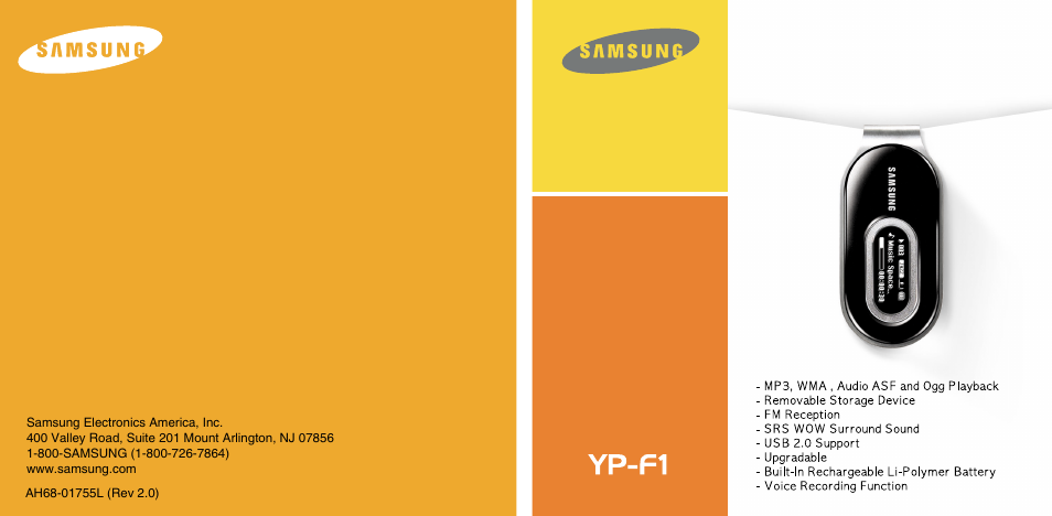 Samsung YP-F1 User Manual | 34 pages