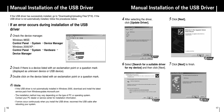 Manual installation of the usb driver | Samsung YP-F1 User Manual | Page 9 / 34