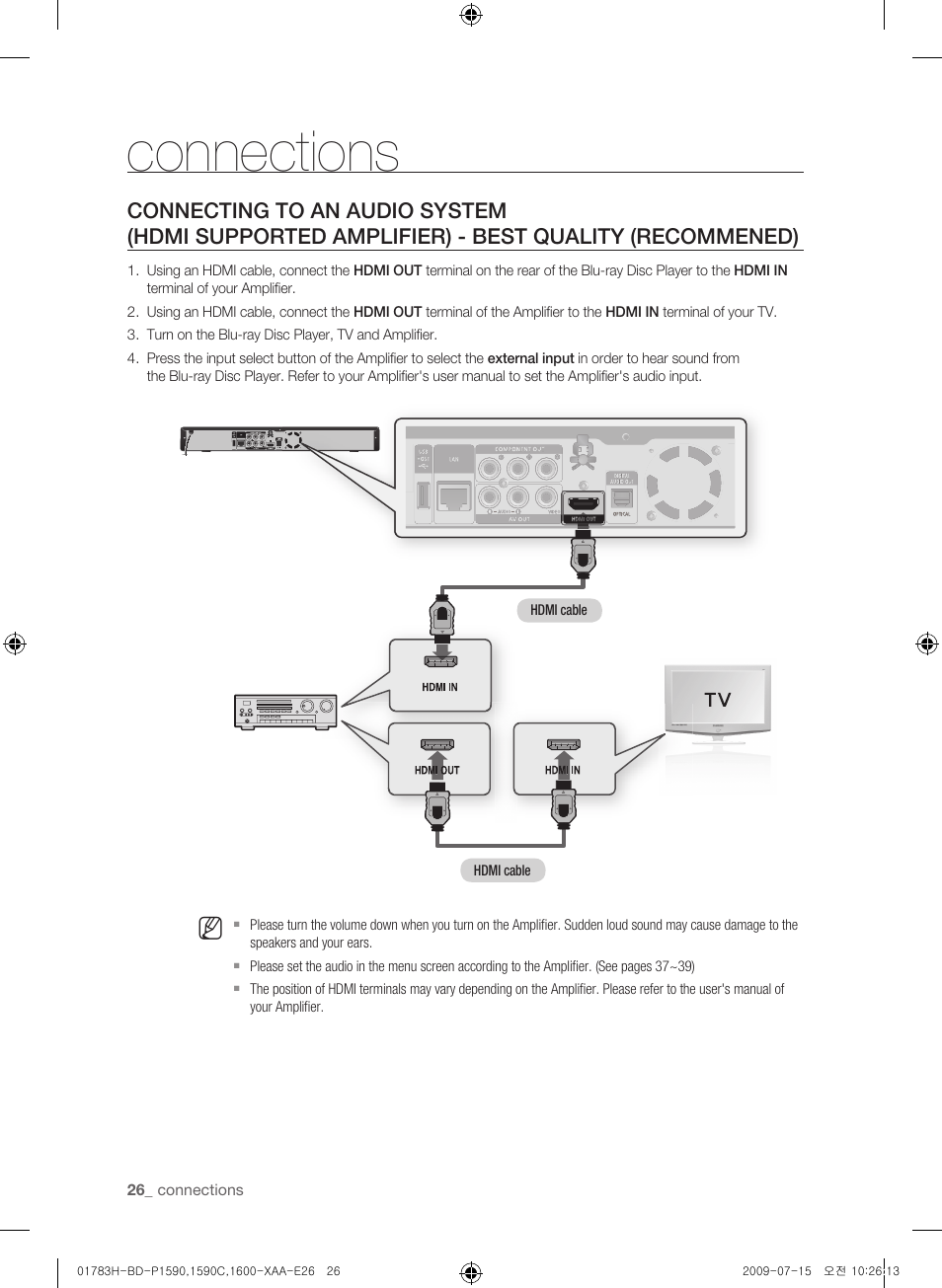 Connections | Samsung BD-P1590C User Manual | Page 26 / 97