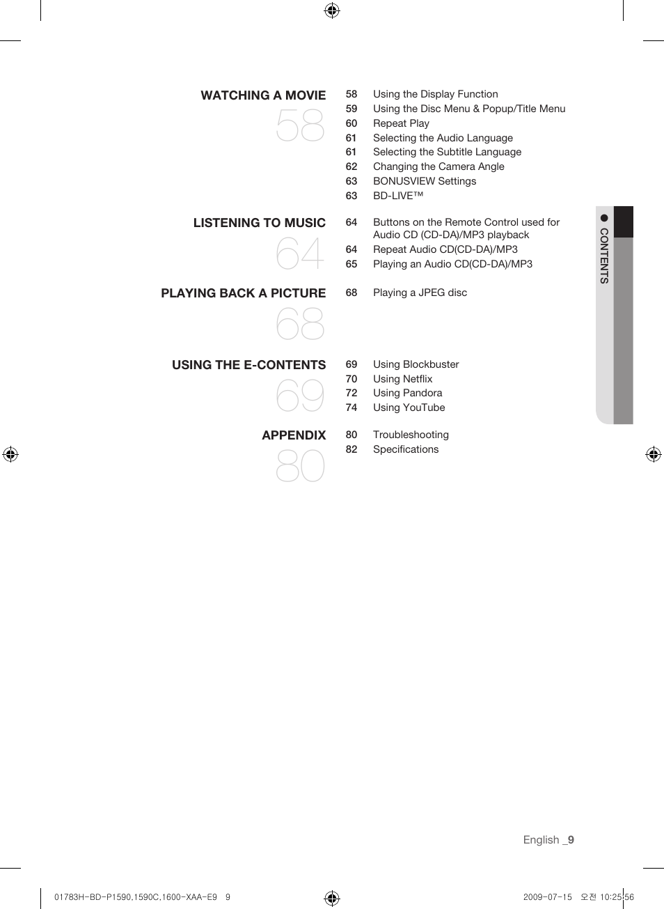 Samsung BD-P1590C User Manual | Page 9 / 97