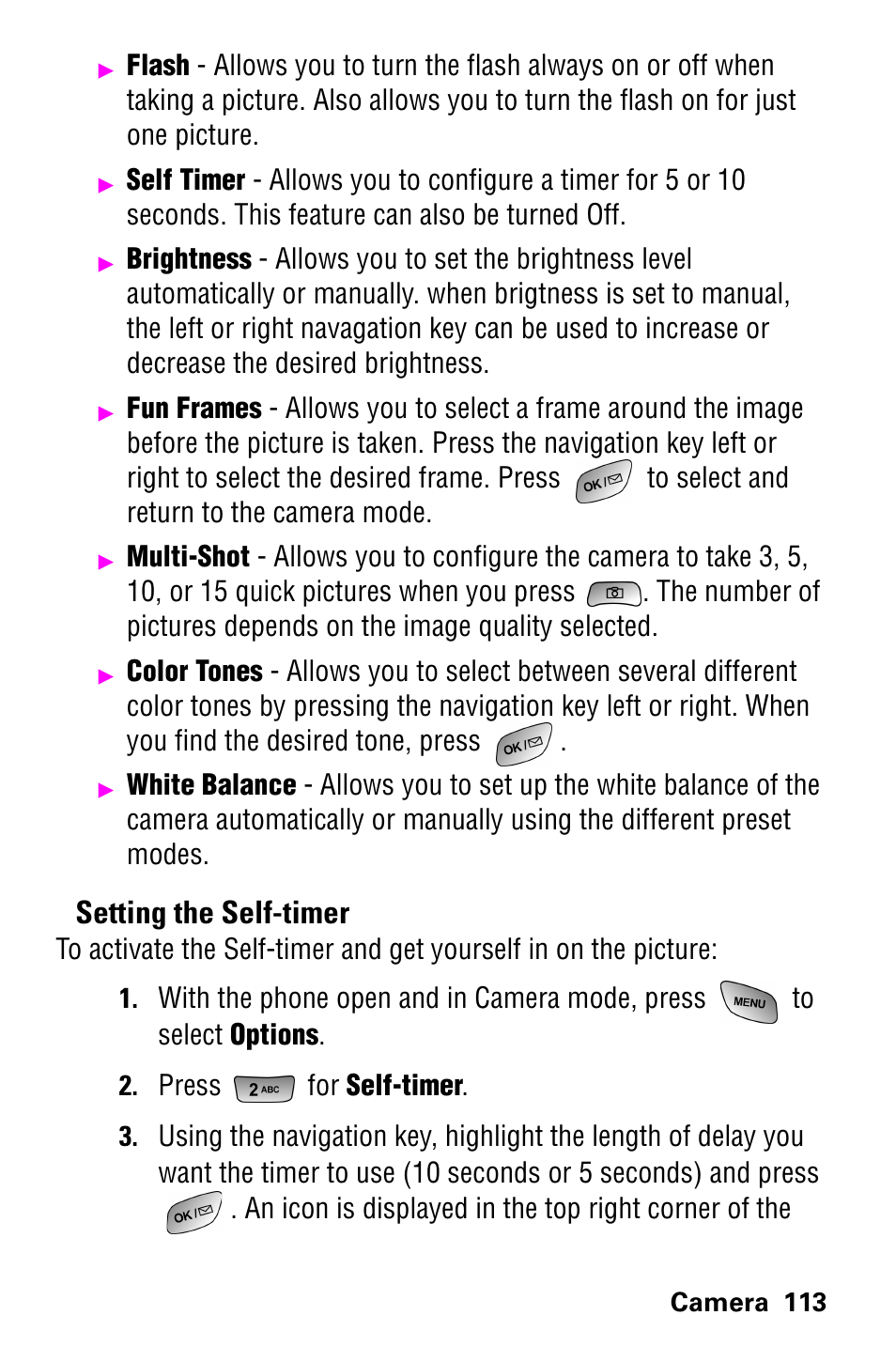 Setting the self-timer | Samsung GH68-04310A User Manual | Page 123 / 190