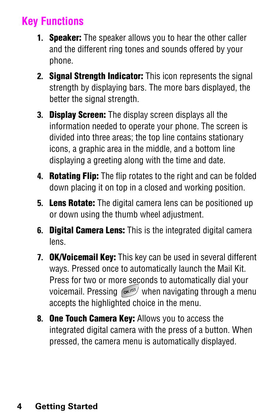 Key functions | Samsung GH68-04310A User Manual | Page 14 / 190