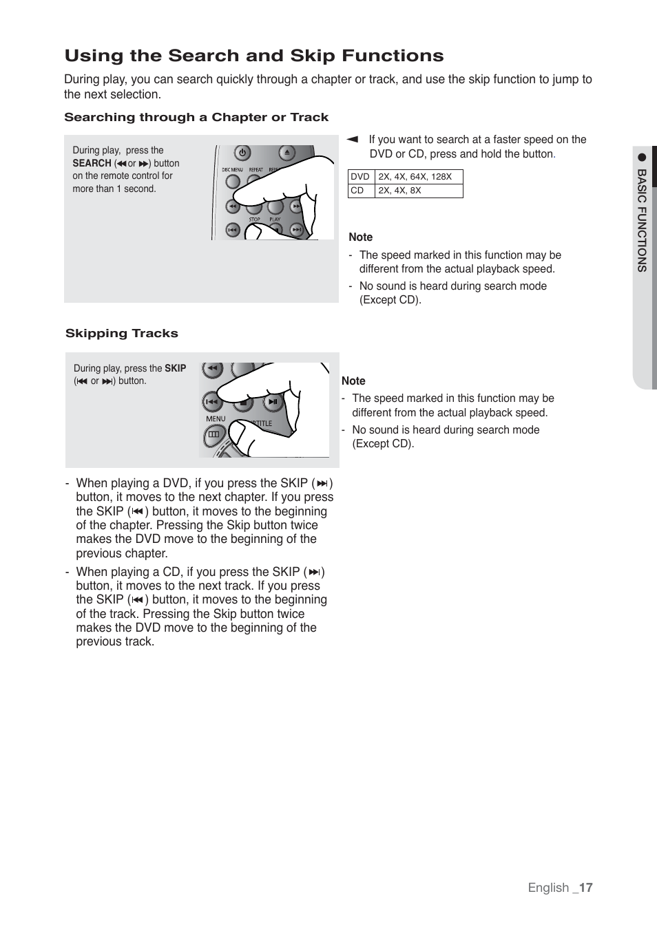 Using the search and skip functions | Samsung AK68-01765B User Manual | Page 17 / 51