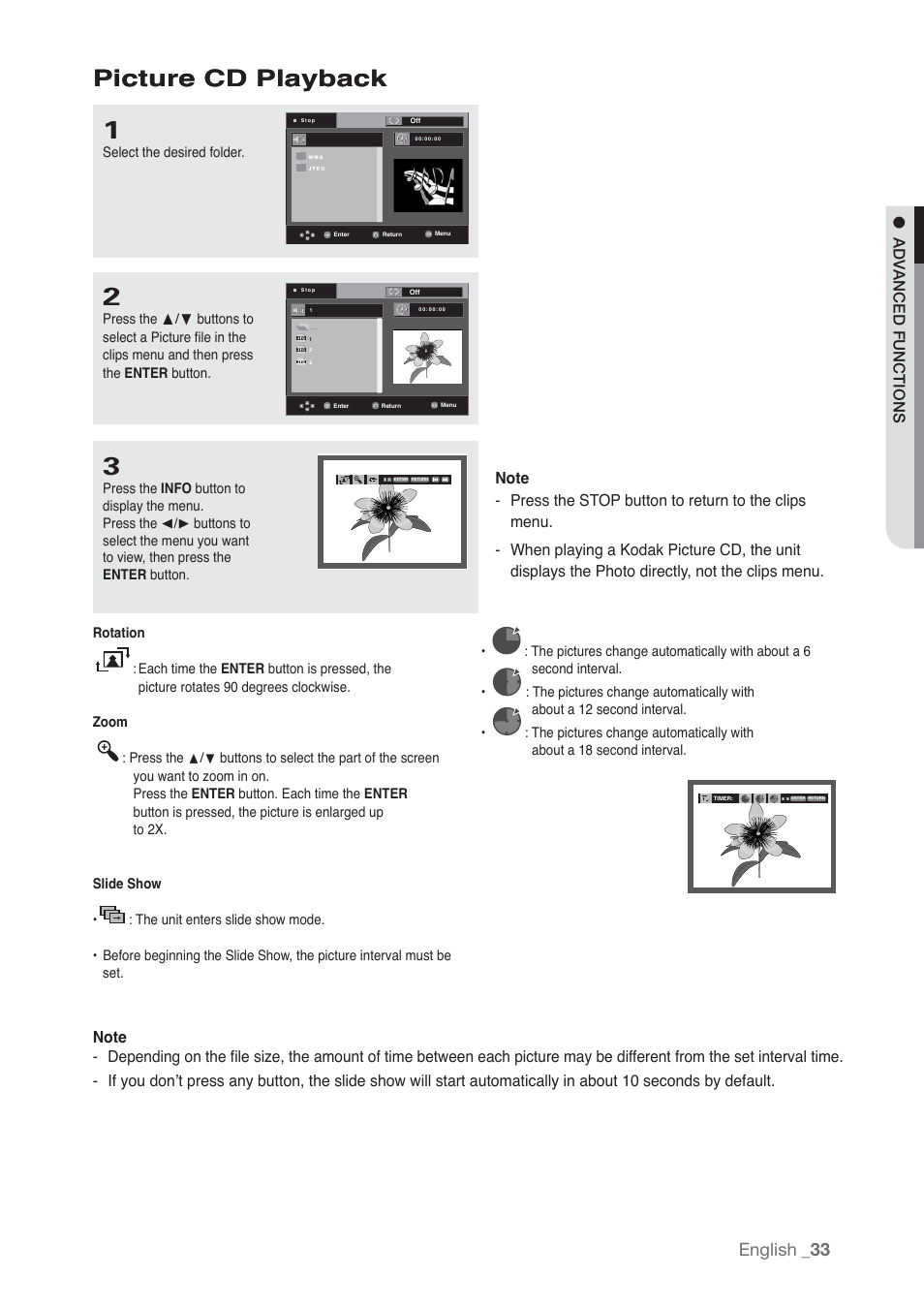 Picture cd playback, English | Samsung AK68-01765B User Manual | Page 33 / 51