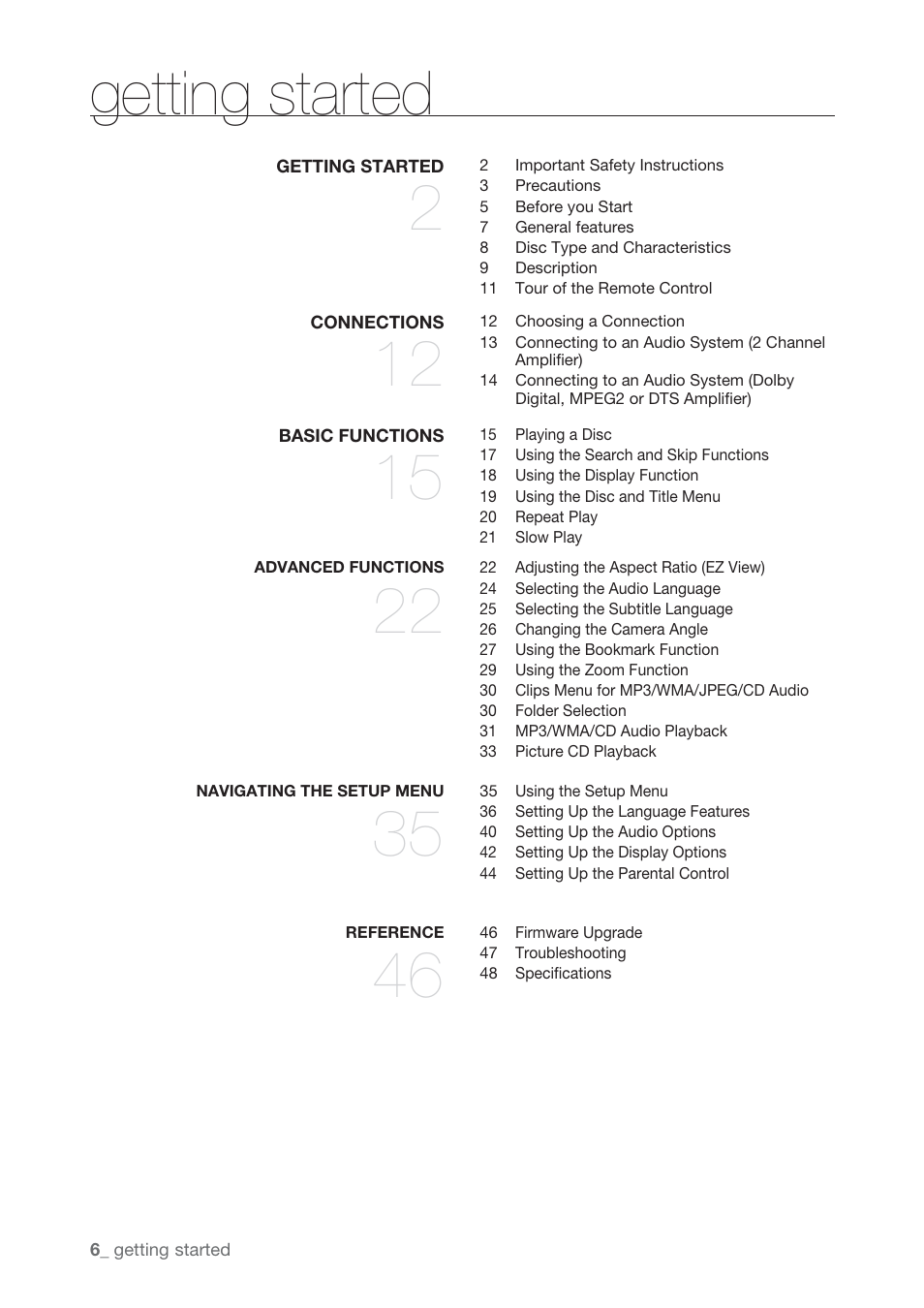 Getting started | Samsung AK68-01765B User Manual | Page 6 / 51