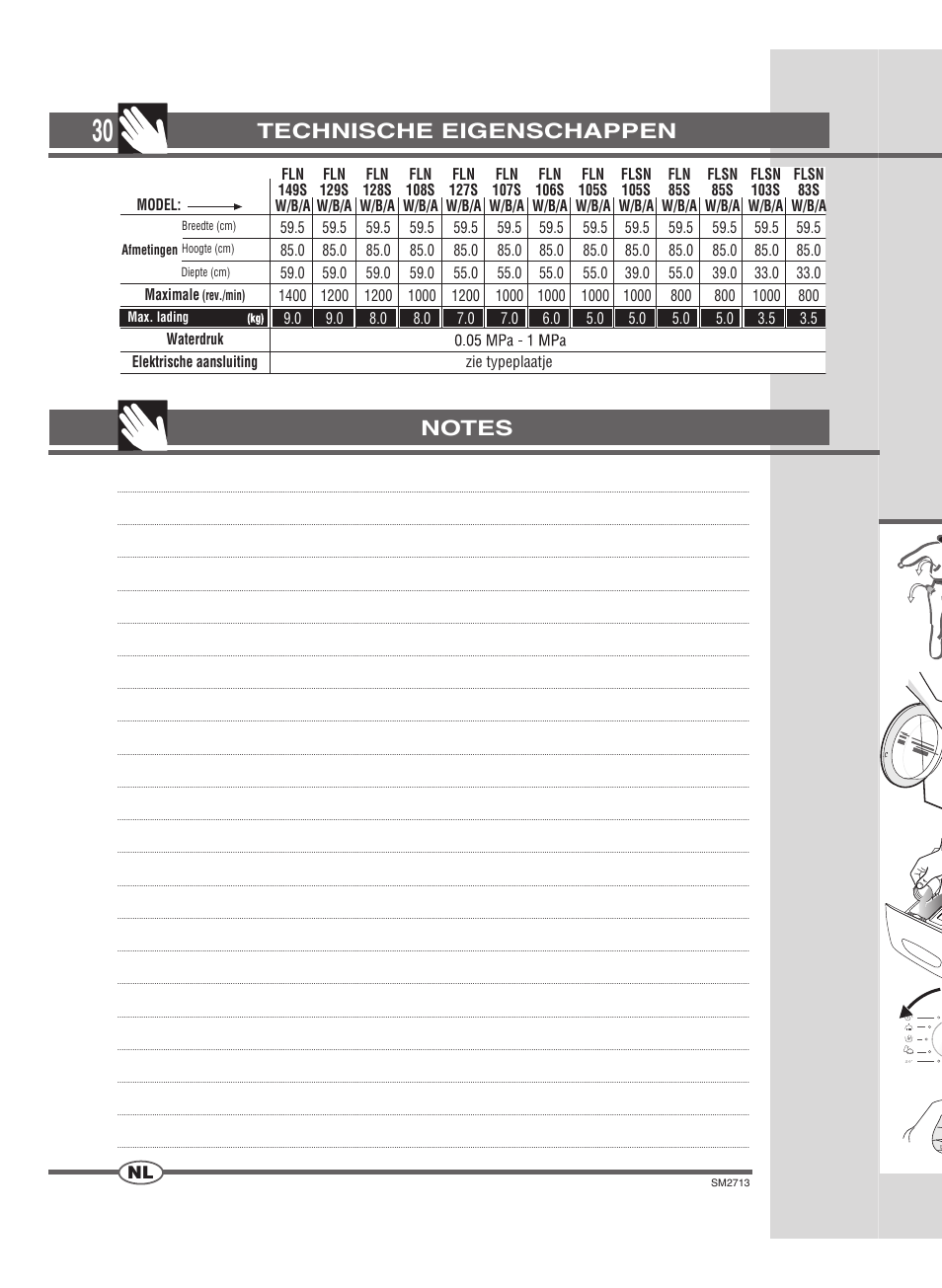 Tabela programów | Ardo FLSN User Manual | Page 30 / 68