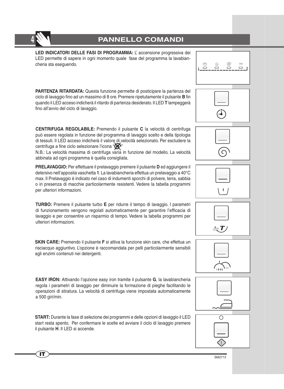 Pannello comandi | Ardo FLSN User Manual | Page 4 / 68