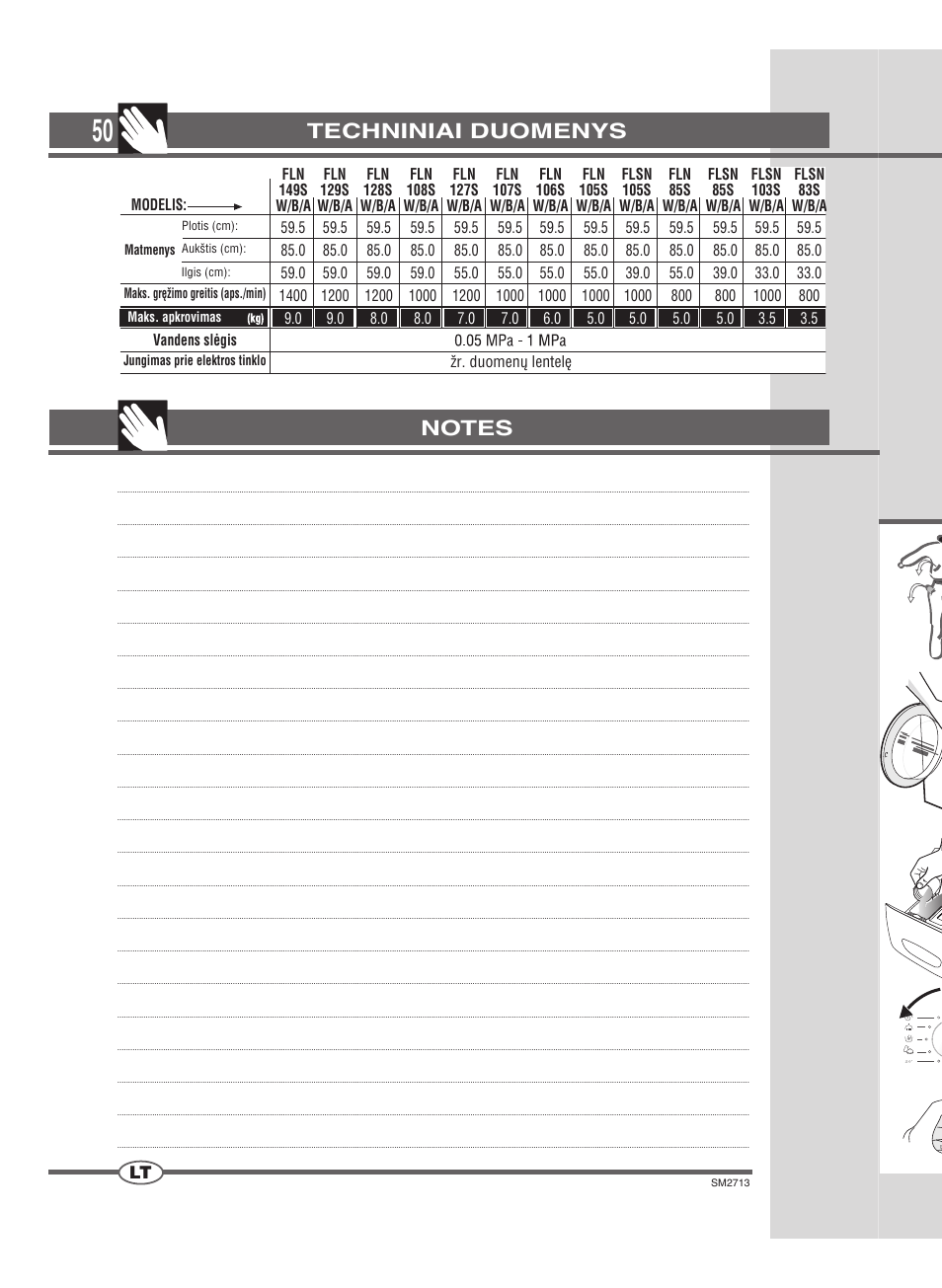 Табела програма, Провера уравнотежености рубља током цетрифугирања | Ardo FLSN User Manual | Page 50 / 68