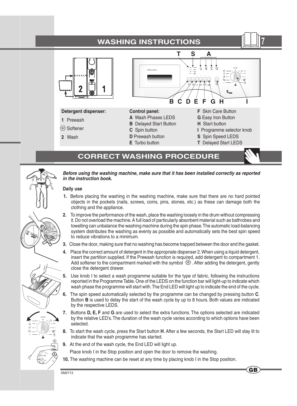 Washing instructions, Correct washing procedure | Ardo FLSN User Manual | Page 7 / 68
