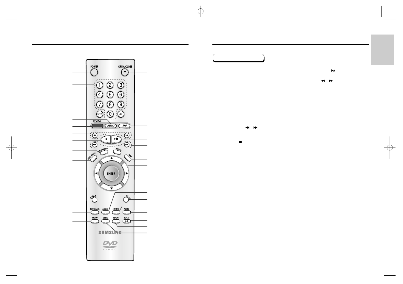 Tour of the remote control | Samsung DVD-P538K User Manual | Page 8 / 29