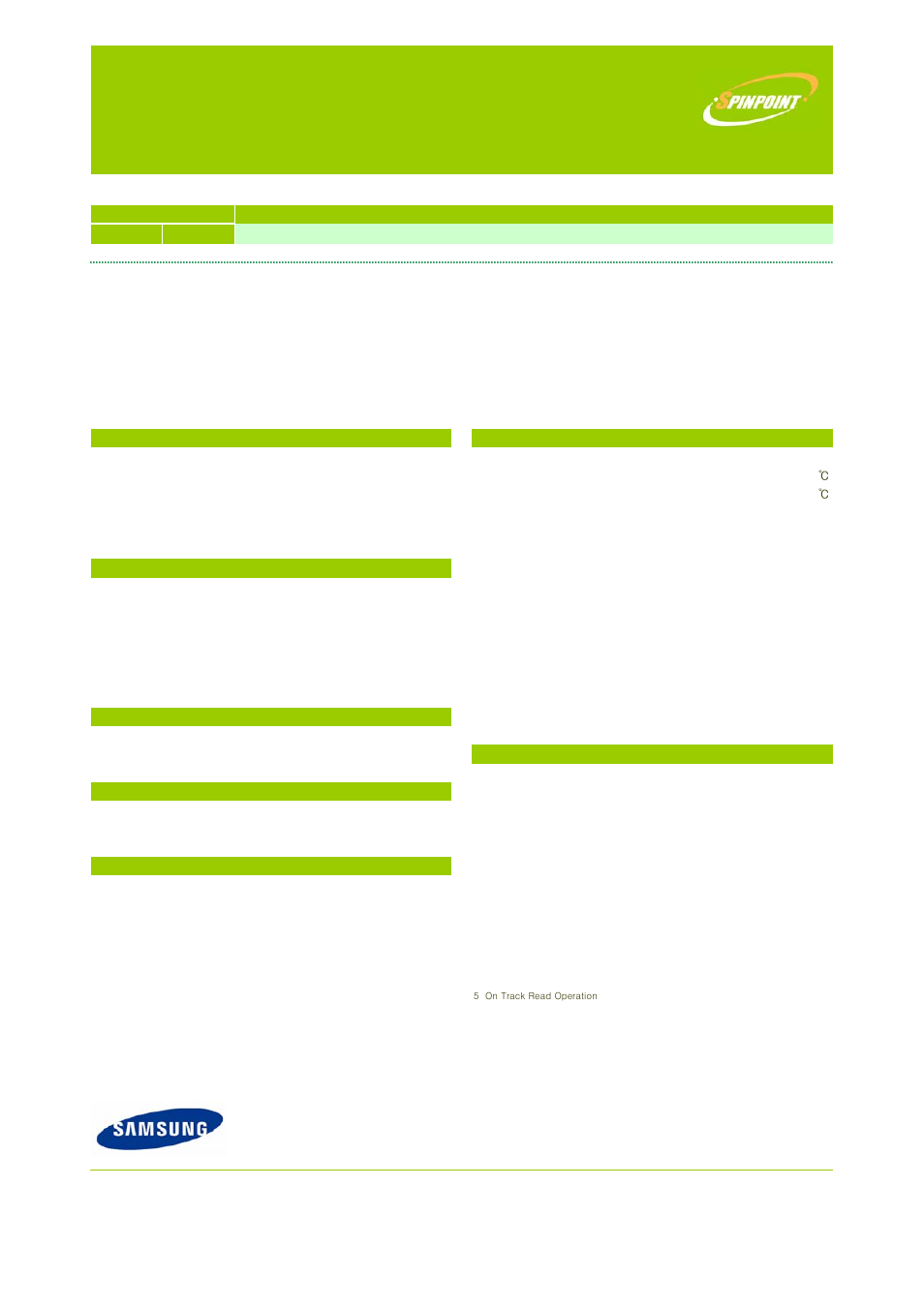 Samsung SPINPOINT MP4 HM500JJ User Manual | 1 page