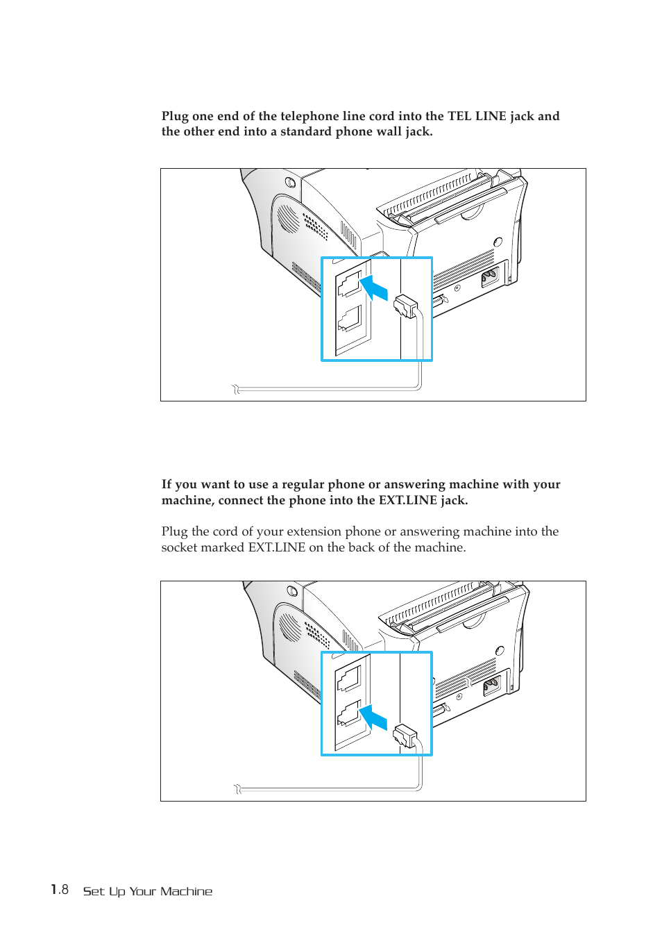 Extension phone, Telephone line | Samsung SF-5800P User Manual | Page 17 / 99