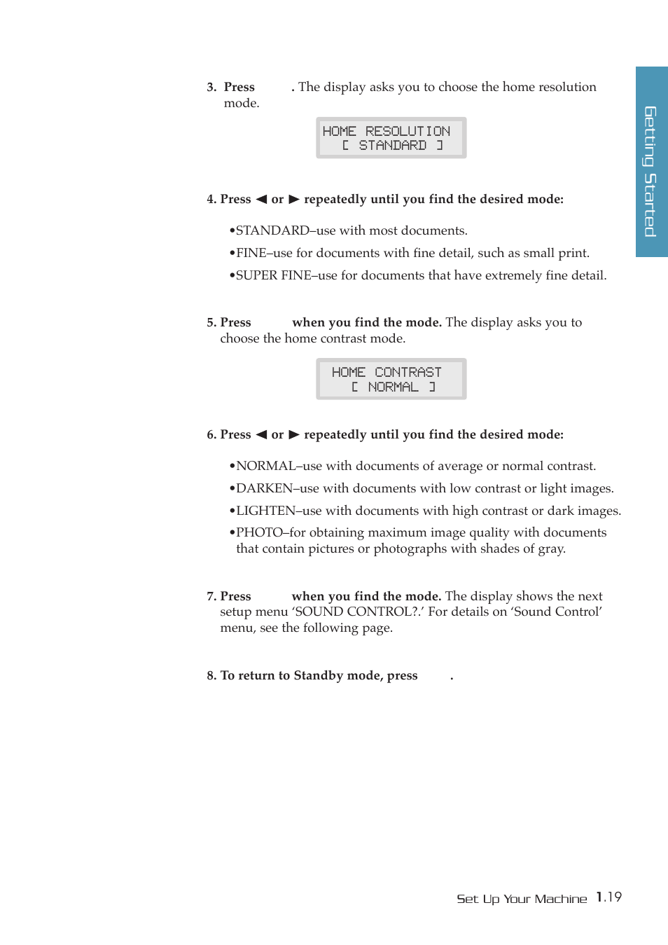Getting started | Samsung SF-5800P User Manual | Page 28 / 99