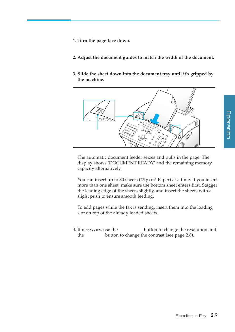 Loading document, Operation | Samsung SF-5800P User Manual | Page 42 / 99