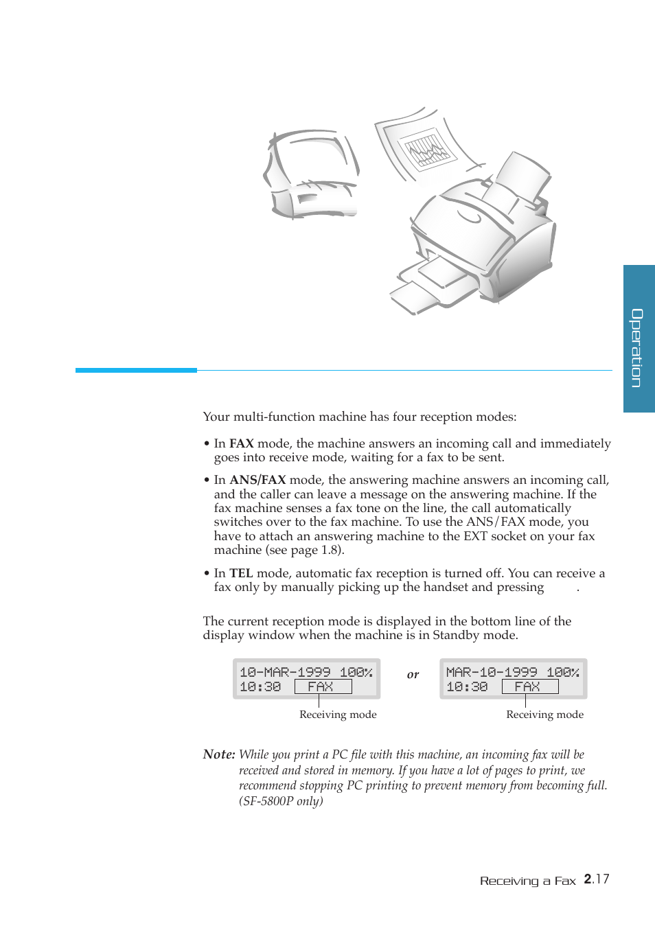 Receiving a fax | Samsung SF-5800P User Manual | Page 50 / 99