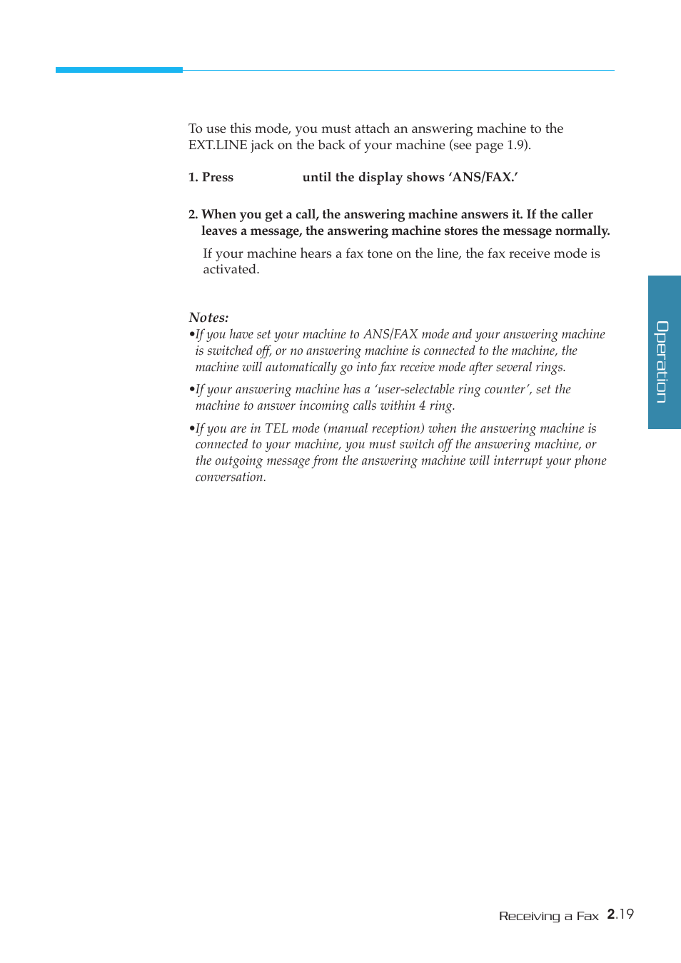 Receiving automatically in ans/fax mode | Samsung SF-5800P User Manual | Page 52 / 99