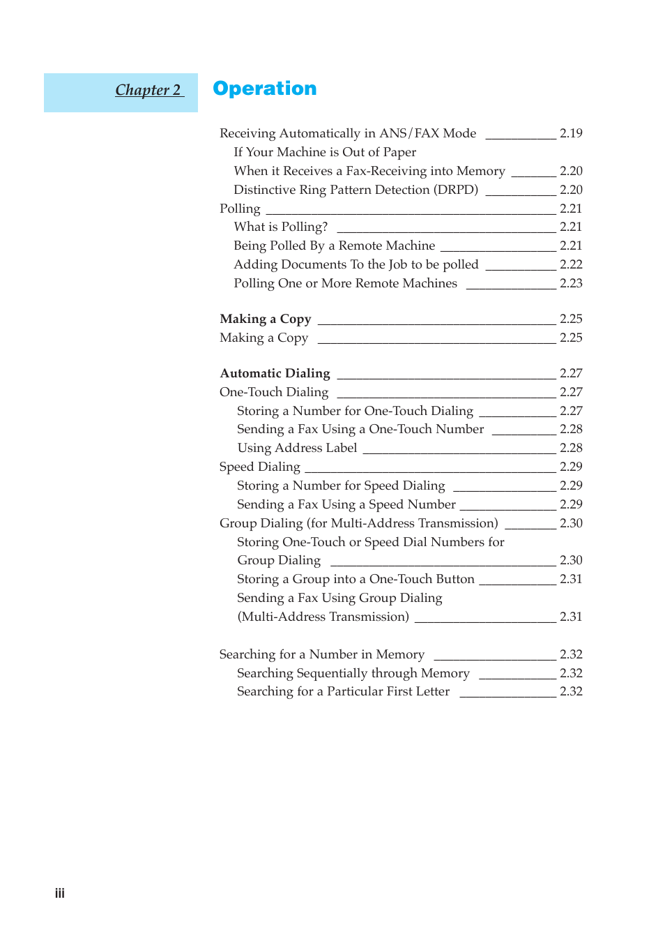 Operation | Samsung SF-5800P User Manual | Page 6 / 99