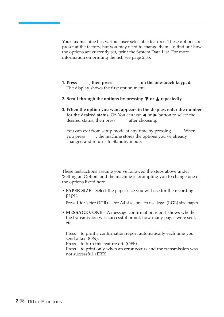 User options | Samsung SF-5800P User Manual | Page 71 / 99