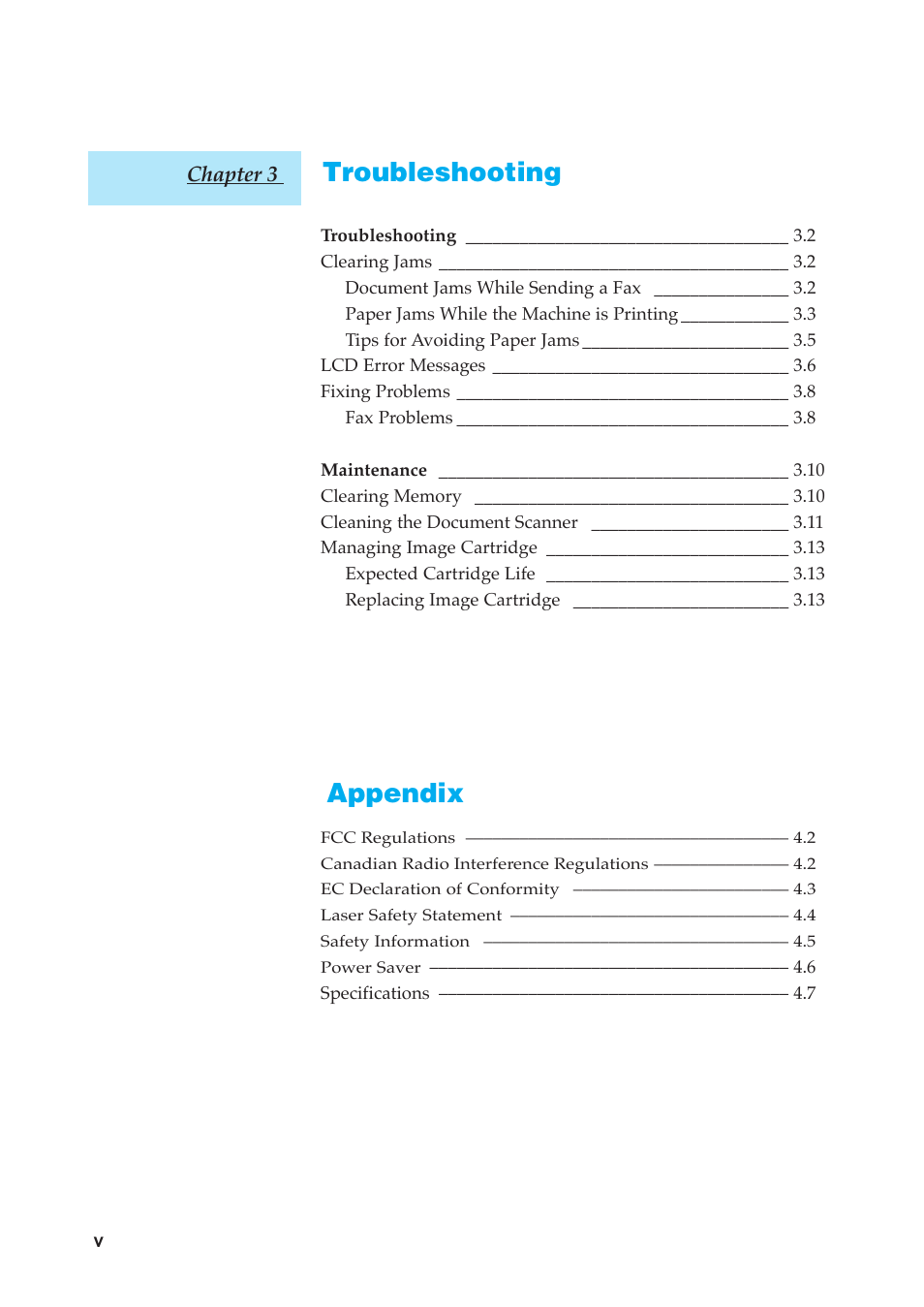 Troubleshooting appendix, Chapter 3 | Samsung SF-5800P User Manual | Page 8 / 99