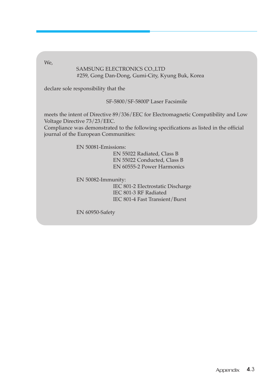 Ec declaration of conformity | Samsung SF-5800P User Manual | Page 95 / 99
