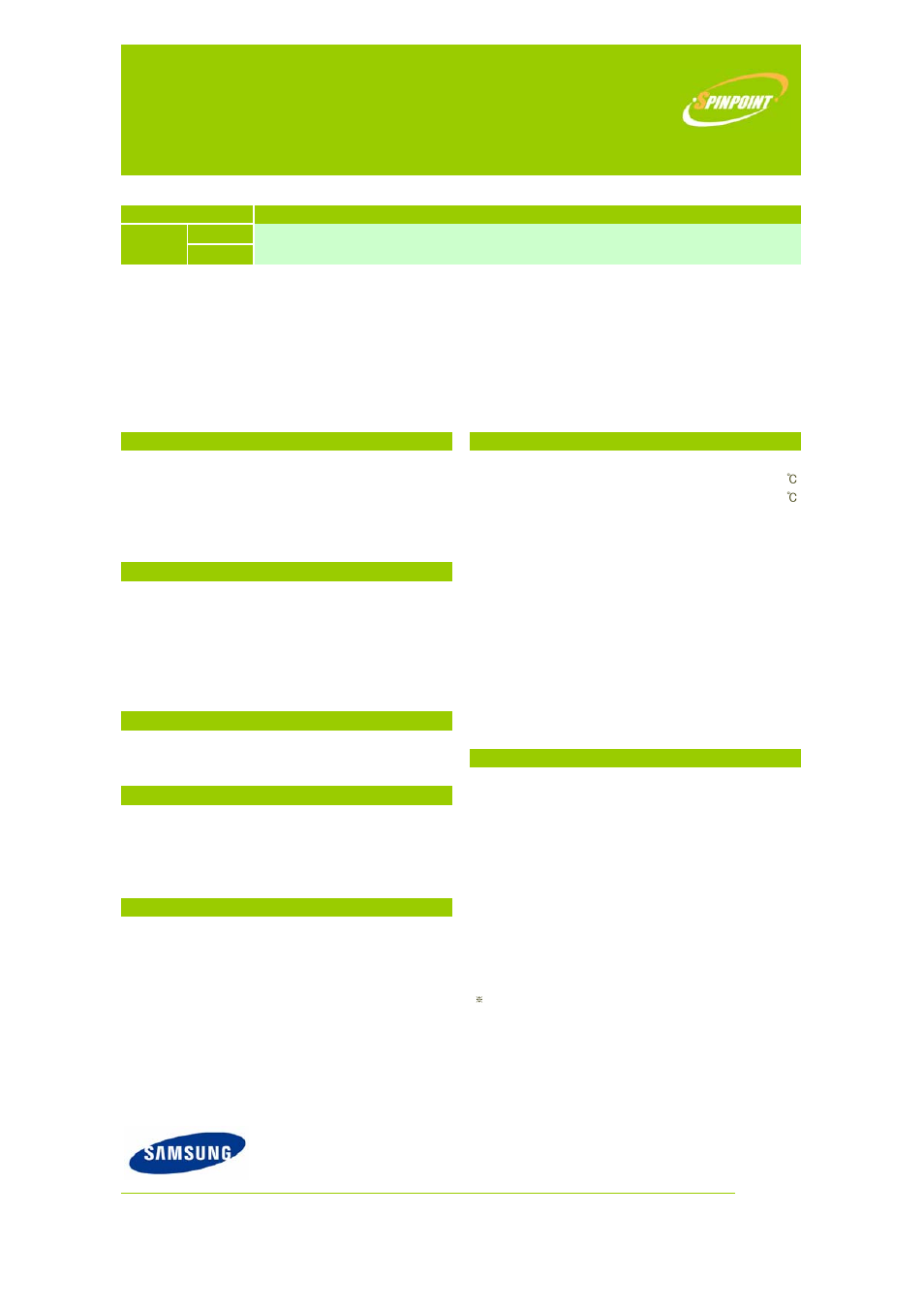 Samsung SPINPOINT MP2 HM081HJ User Manual | 1 page