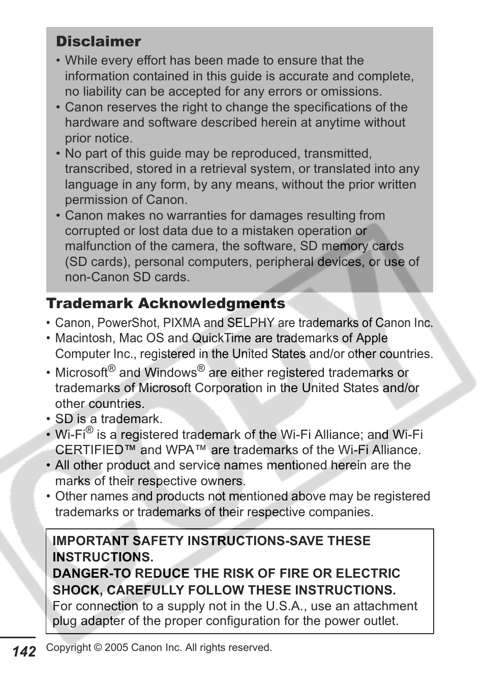 142 trademark acknowledgments, Disclaimer | Samsung CDI-E207-010 User Manual | Page 144 / 147