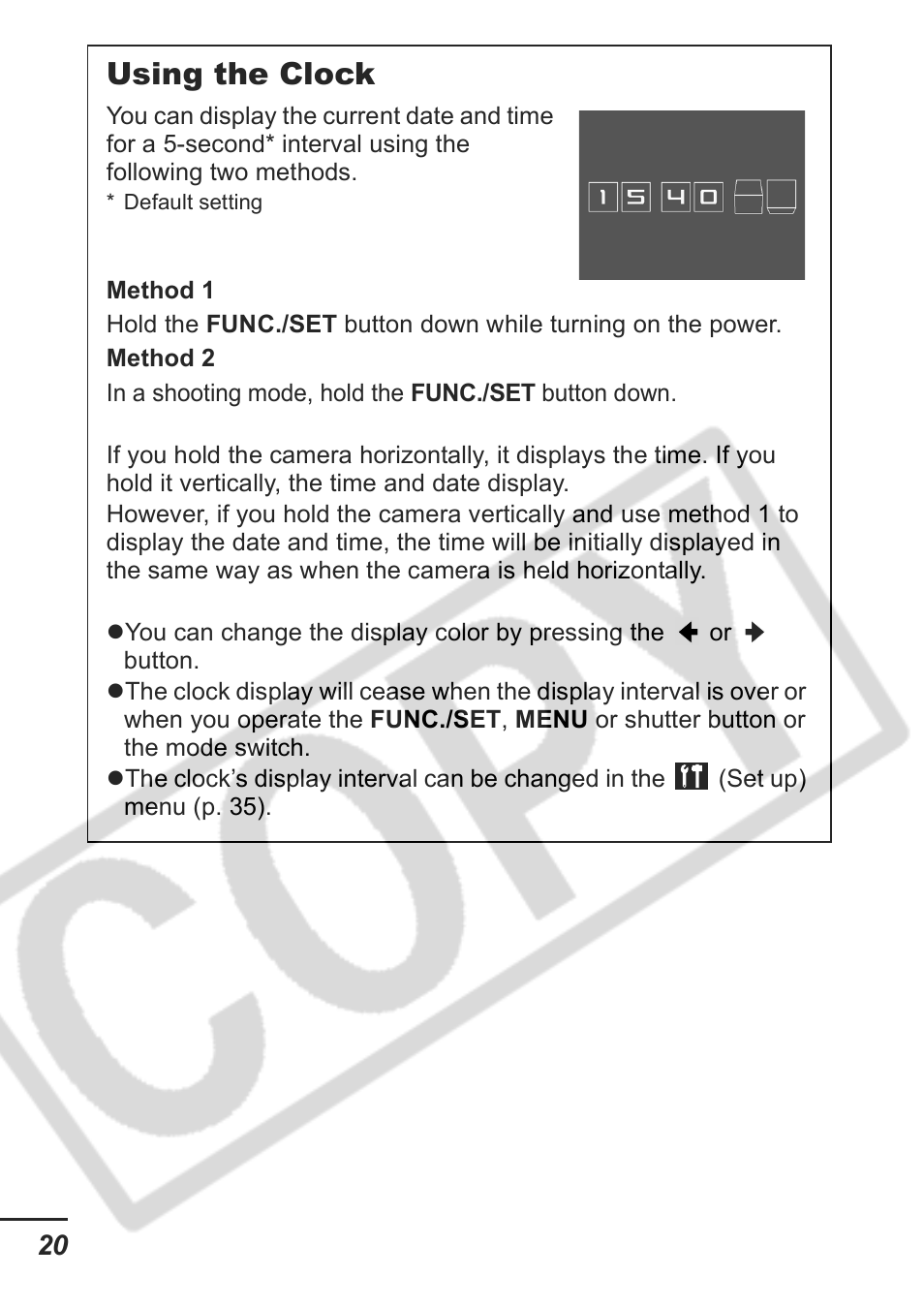 Using the clock | Samsung CDI-E207-010 User Manual | Page 22 / 147