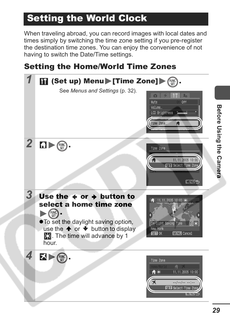 Setting the world clock | Samsung CDI-E207-010 User Manual | Page 31 / 147