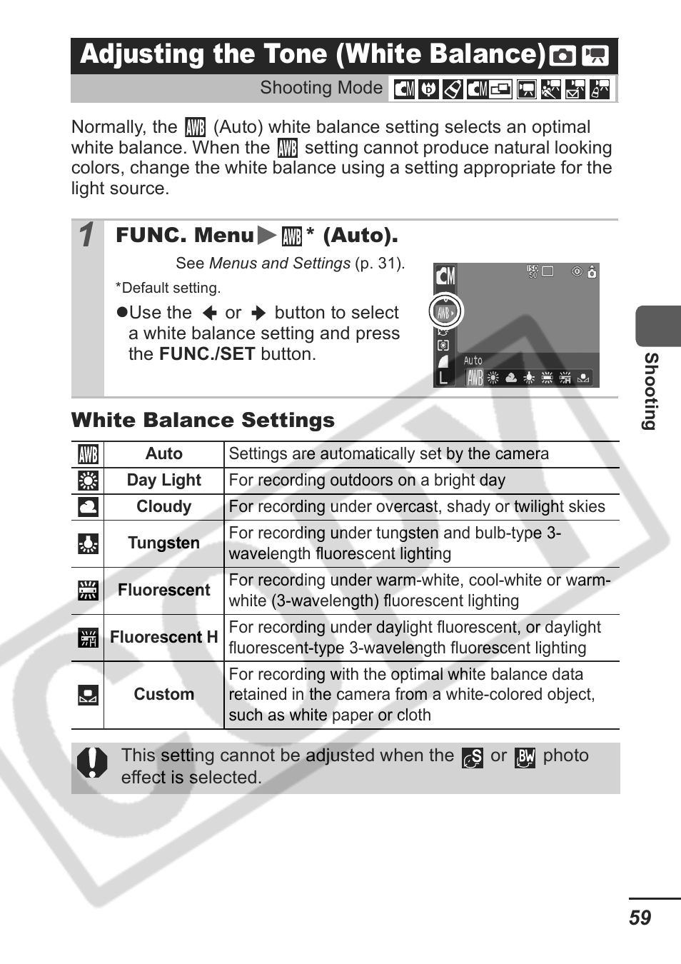 Adjusting the tone (white balance) | Samsung CDI-E207-010 User Manual | Page 61 / 147