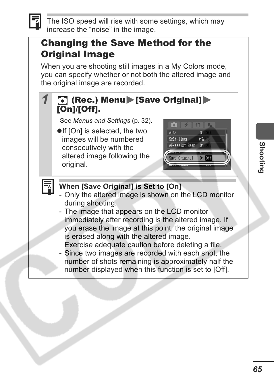 Changing the save method for the original image | Samsung CDI-E207-010 User Manual | Page 67 / 147