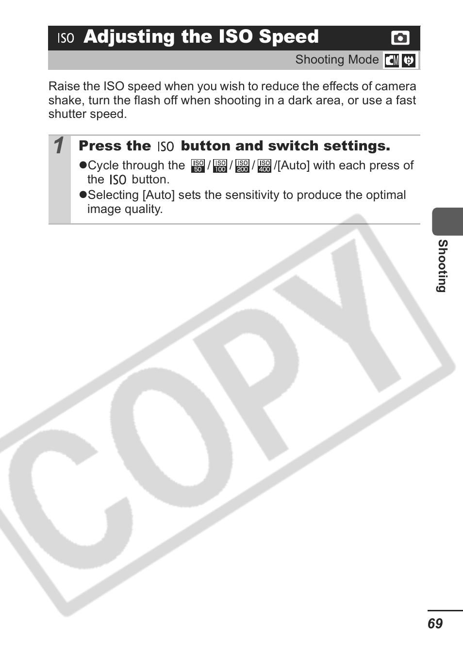Adjusting the iso speed | Samsung CDI-E207-010 User Manual | Page 71 / 147