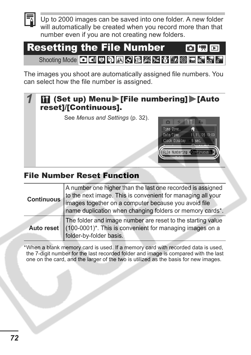 Resetting the file number | Samsung CDI-E207-010 User Manual | Page 74 / 147