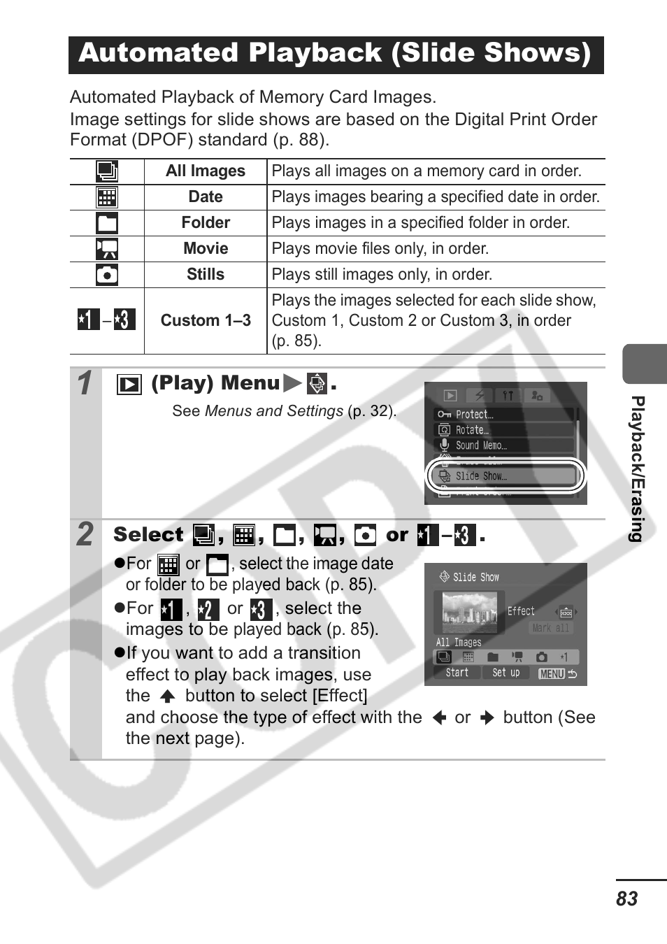 Automated playback (slide shows) | Samsung CDI-E207-010 User Manual | Page 85 / 147