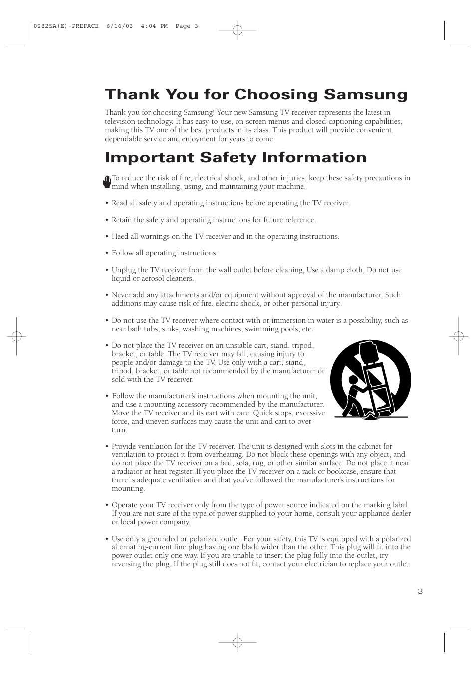 Important safety information | Samsung CT-20H4 User Manual | Page 3 / 37