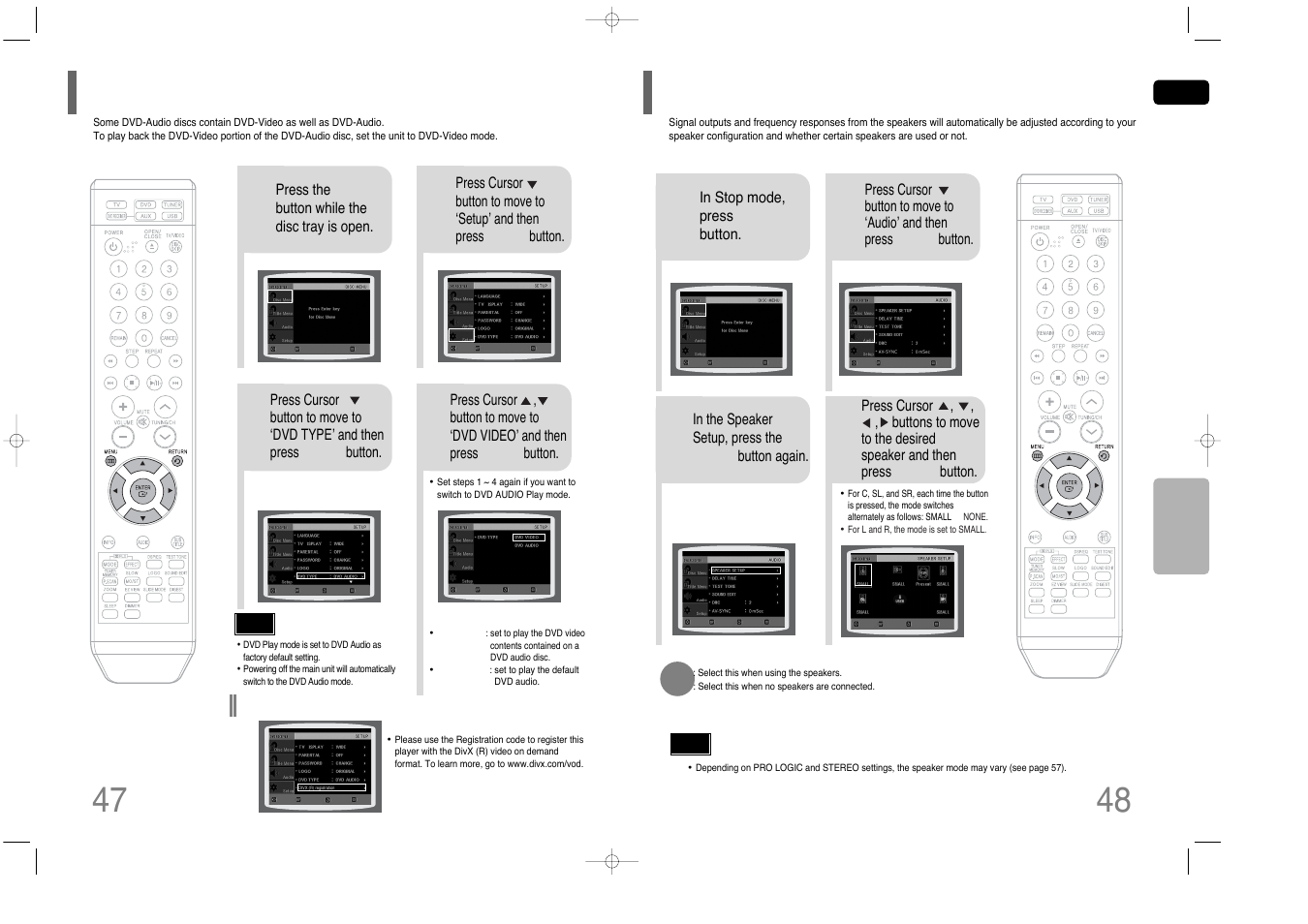 Dvd playback mode, Setting the speaker mode | Samsung HT-Q40 User Manual | Page 25 / 37