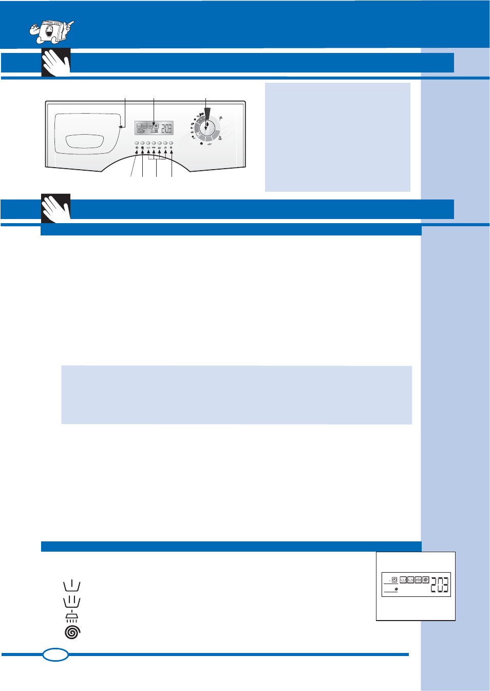 Using the washing machine, Model, Main functions of the washing machine | Explanation of symbols on display, The machine is effecting a wash | Ardo FL105L User Manual | Page 6 / 52