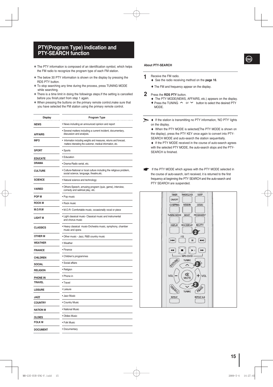 Samsung MM-G35 User Manual | Page 15 / 26