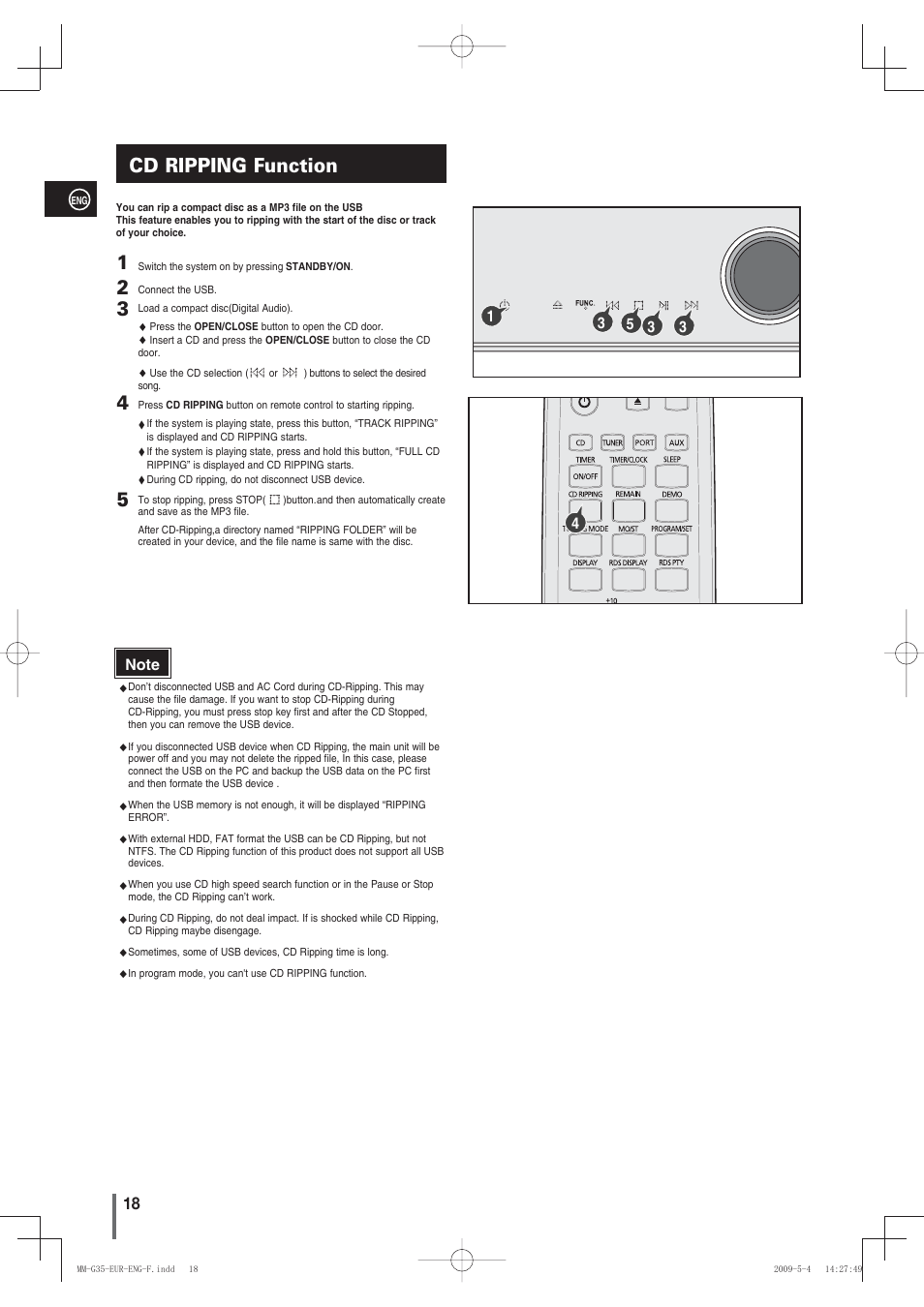 Cd ripping function | Samsung MM-G35 User Manual | Page 18 / 26