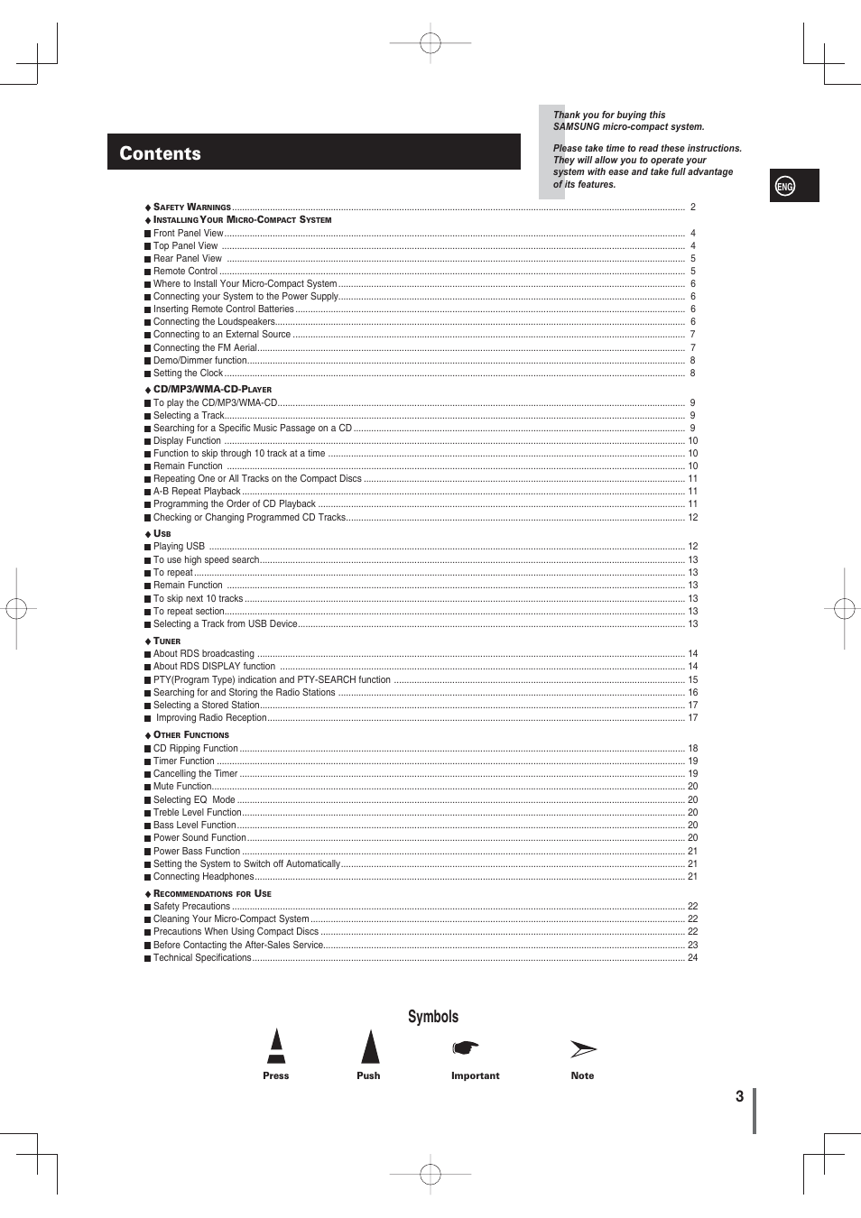 Samsung MM-G35 User Manual | Page 3 / 26