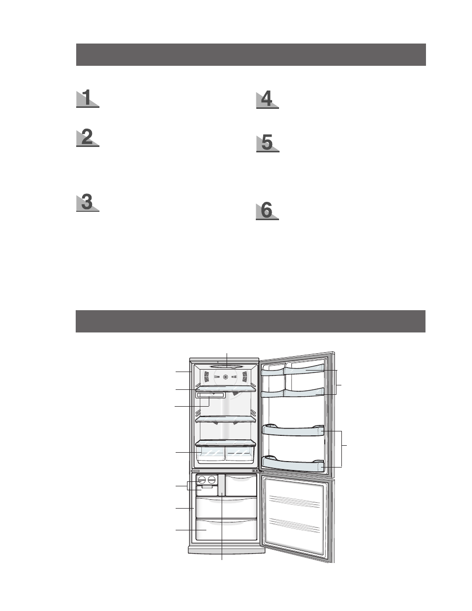 View of your refrigerator/freezer, Using the control features, Preparing the refrigerator / freezer | View of your refrigerator / freezer | Samsung RB1955VQ User Manual | Page 6 / 15