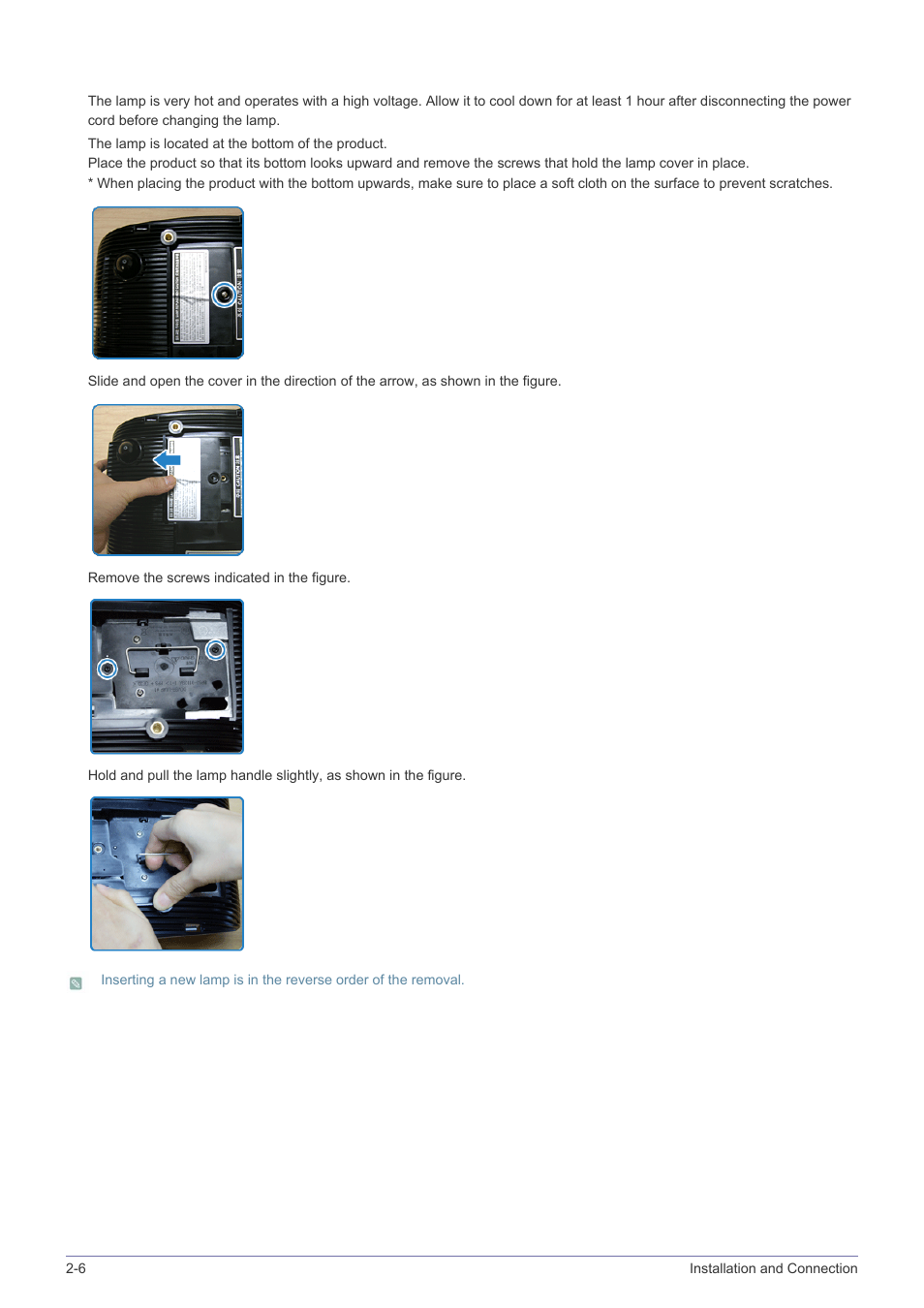 Lamp replacement procedure | Samsung SP-A600B User Manual | Page 14 / 43