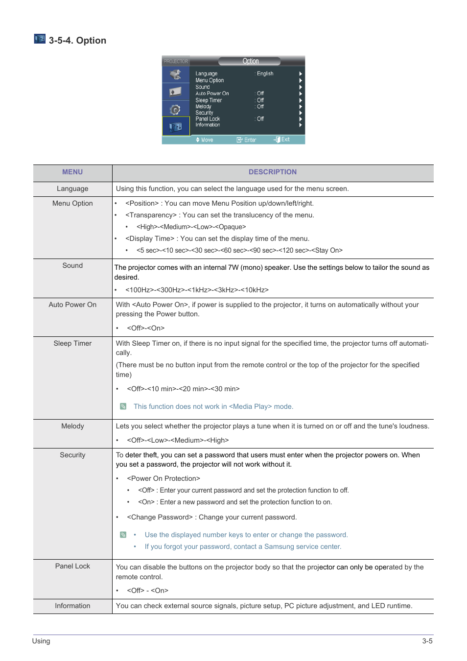 5-4. option | Samsung SP-F10M User Manual | Page 49 / 92