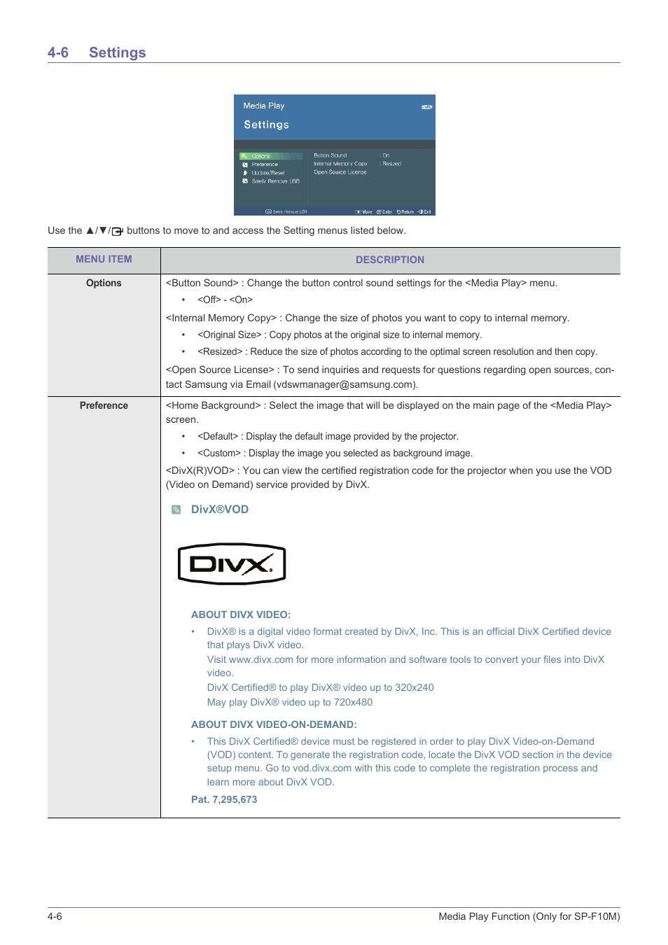 6 settings, Settings -6 | Samsung SP-F10M User Manual | Page 70 / 92