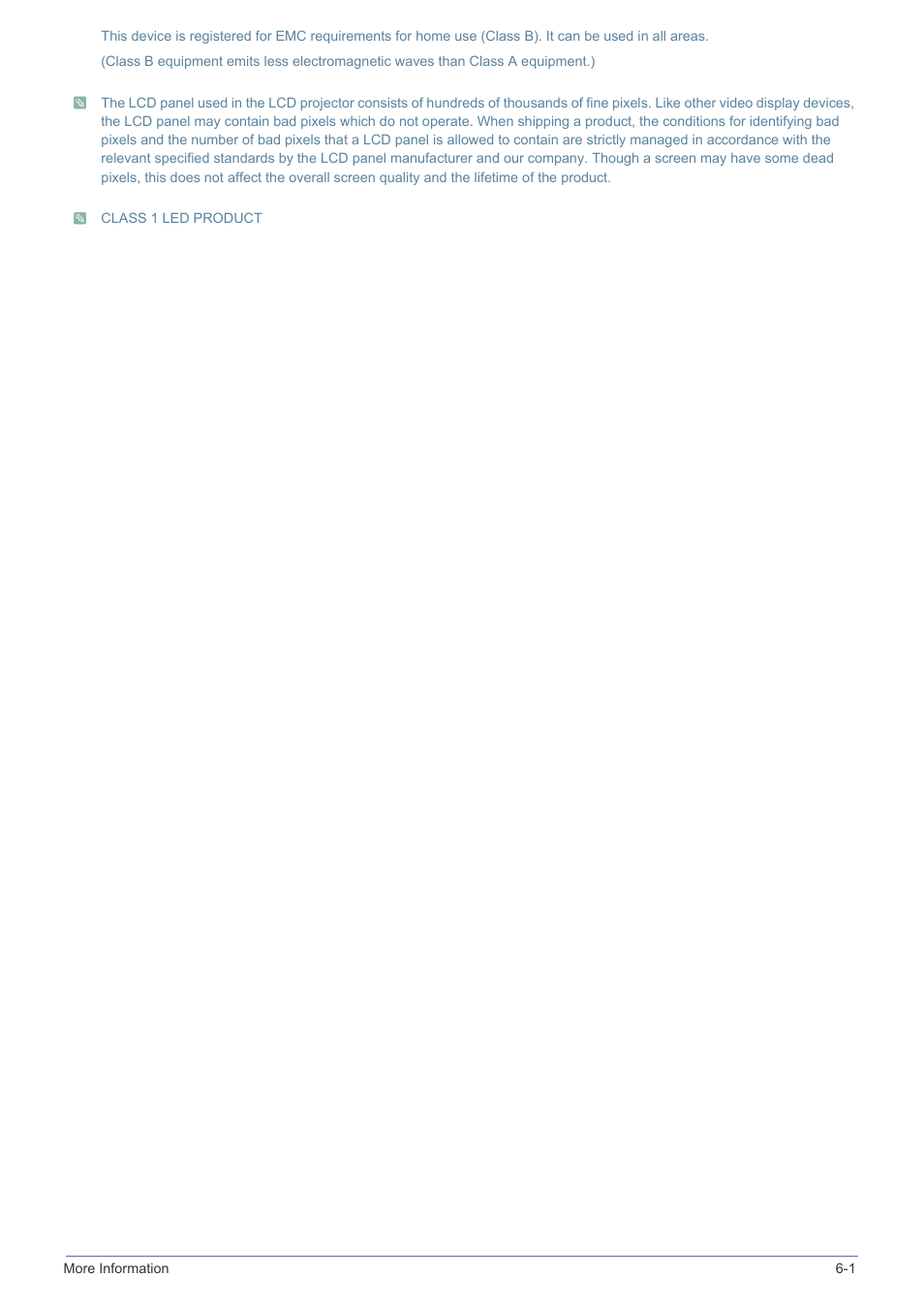 Class 1 led product | Samsung SP-F10M User Manual | Page 79 / 92